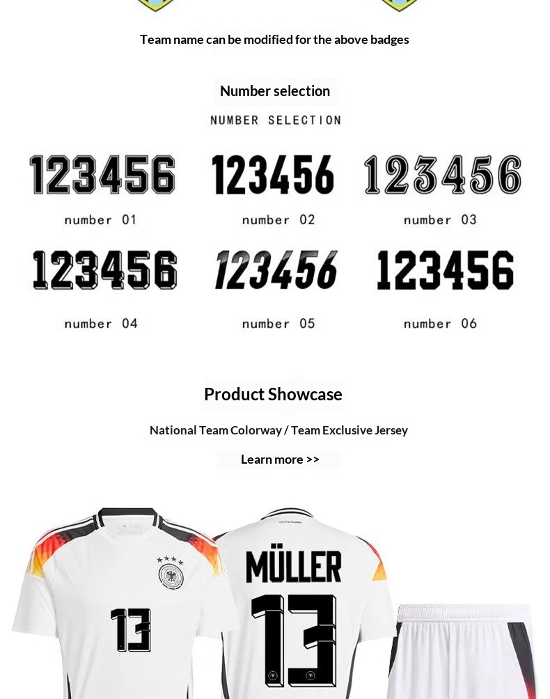 Germany 2024 Euro Cup Jersey #13 Muller Havertz Home/Away Kit Set detail 11