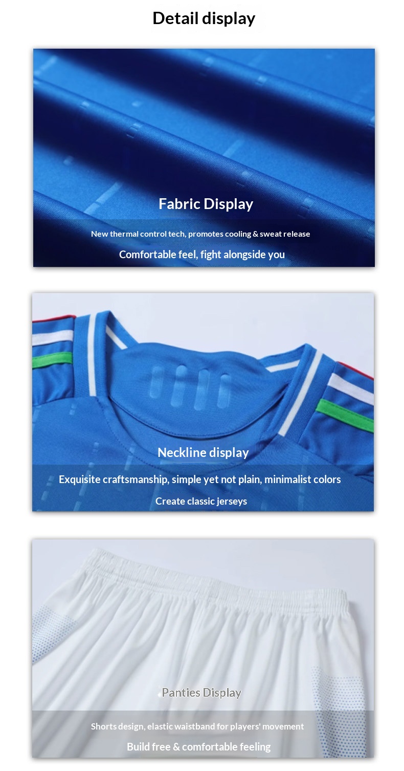 Italy National Team Home & Away Retro Jersey Set detail 11