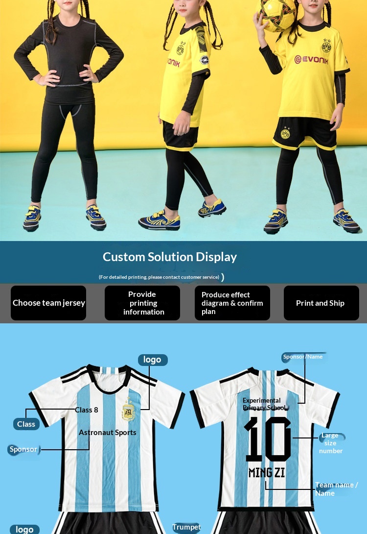 2022 Argentina France Brazil National Team Kids Football Kit detail 3