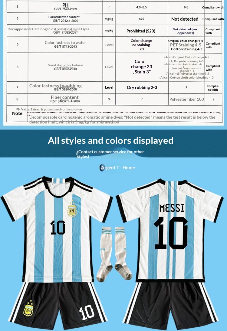 2022 Argentina France Brazil National Team Kids Football Kit detail 5
