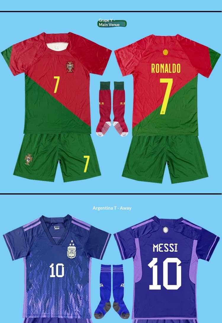 2022 Argentina France Brazil National Team Kids Football Kit detail 6