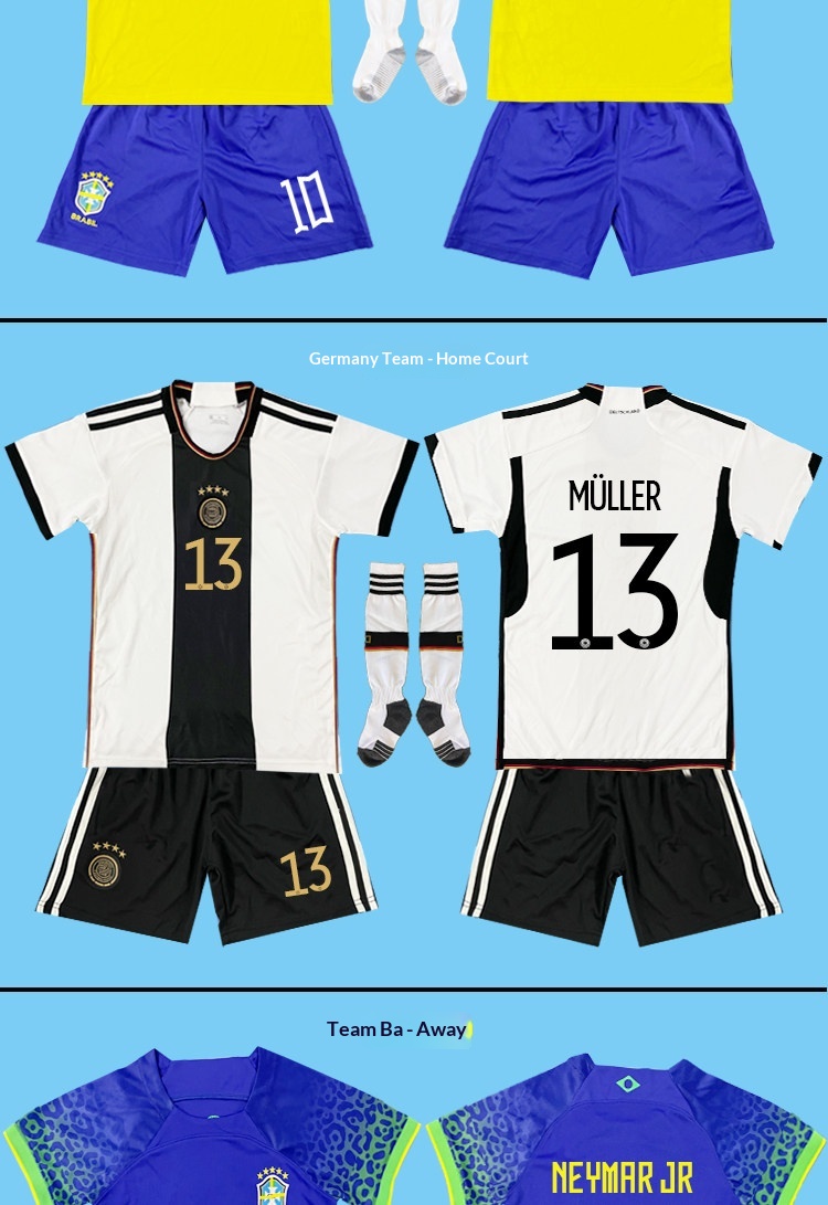 2022 Argentina France Brazil National Team Kids Football Kit detail 8