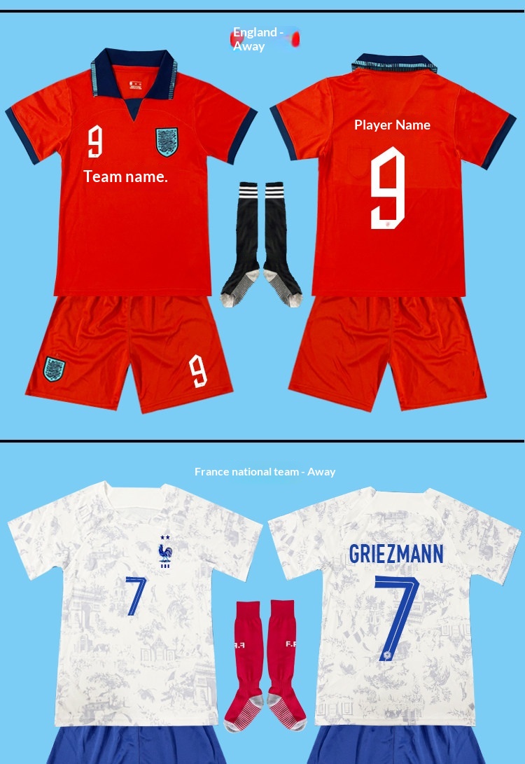 2022 Argentina France Brazil National Team Kids Football Kit detail 11