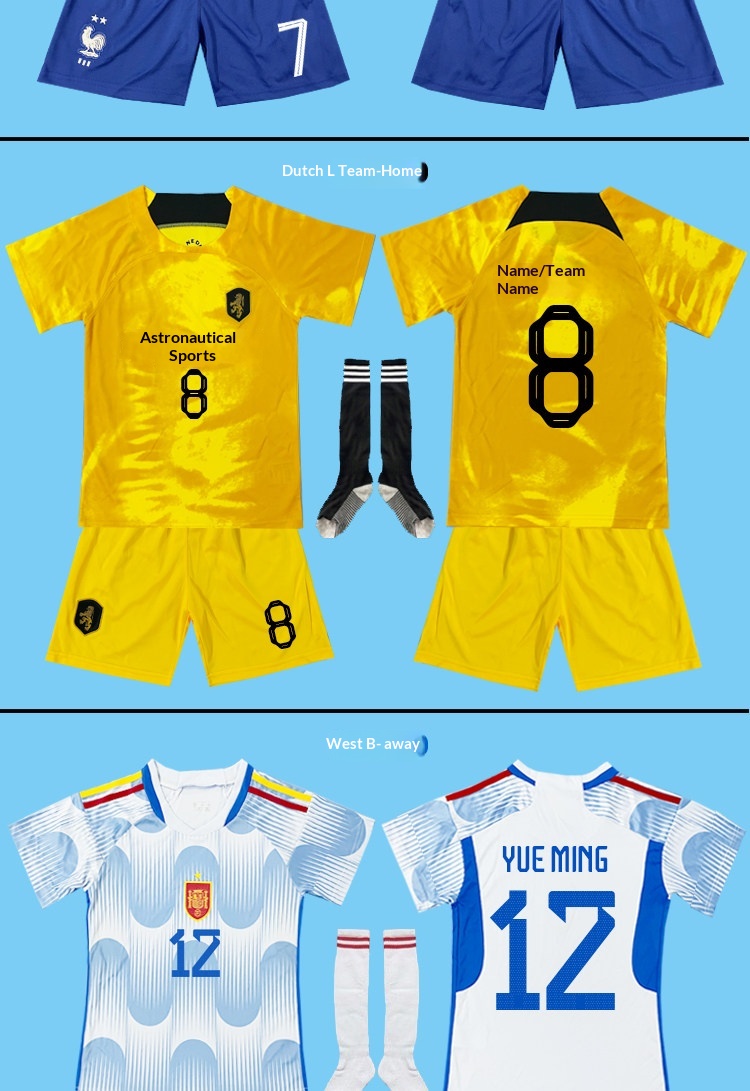 2022 Argentina France Brazil National Team Kids Football Kit detail 12
