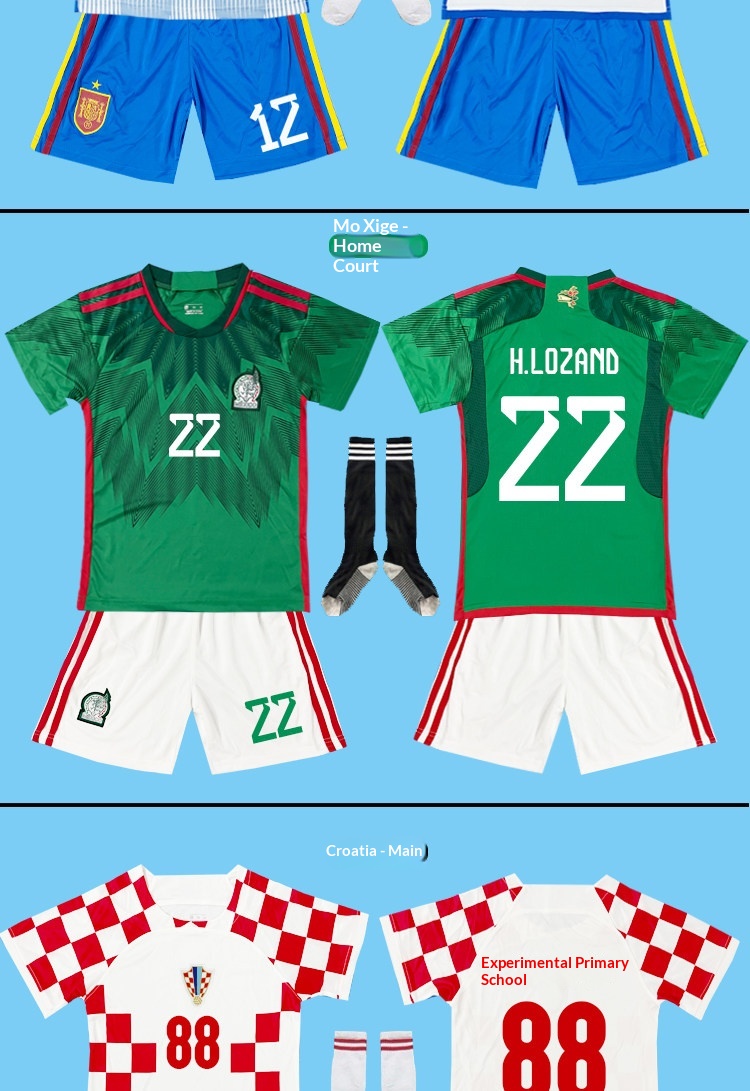 2022 Argentina France Brazil National Team Kids Football Kit detail 13