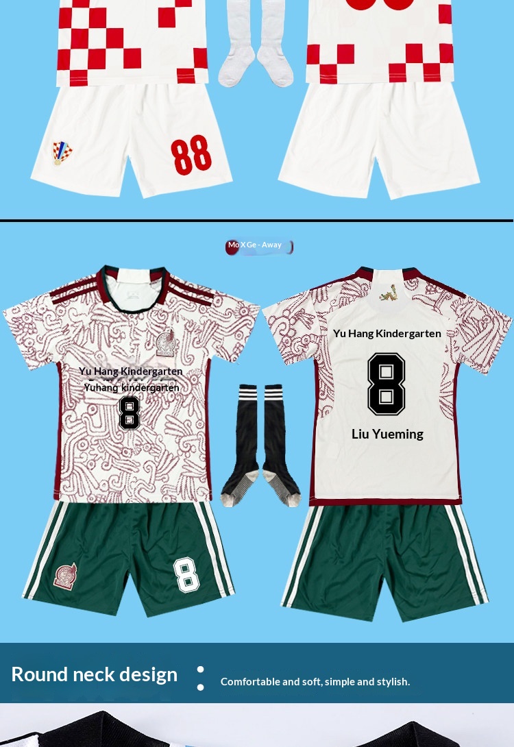 2022 Argentina France Brazil National Team Kids Football Kit detail 14