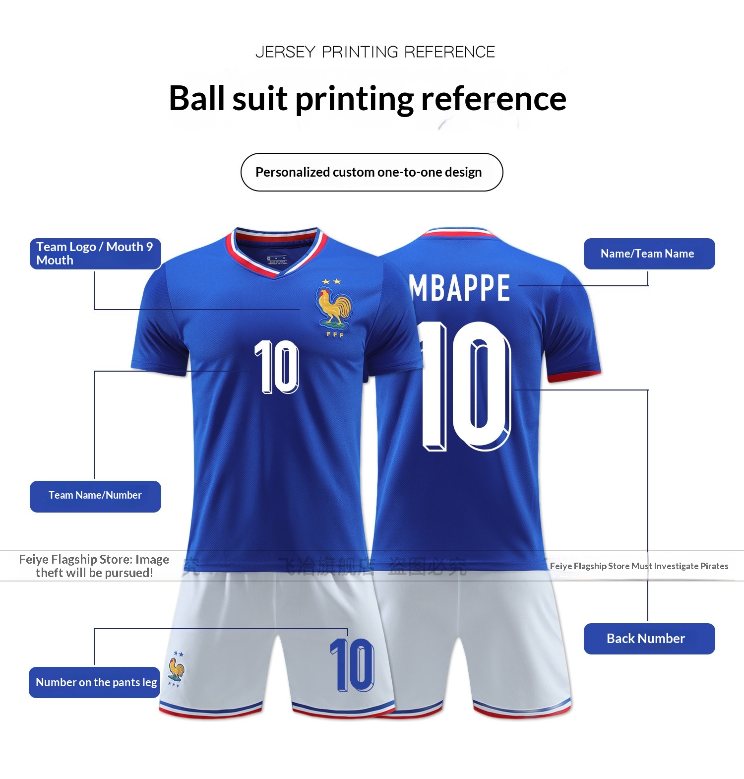 France National Team Jersey Kit - Mbappe Griezmann detail 5