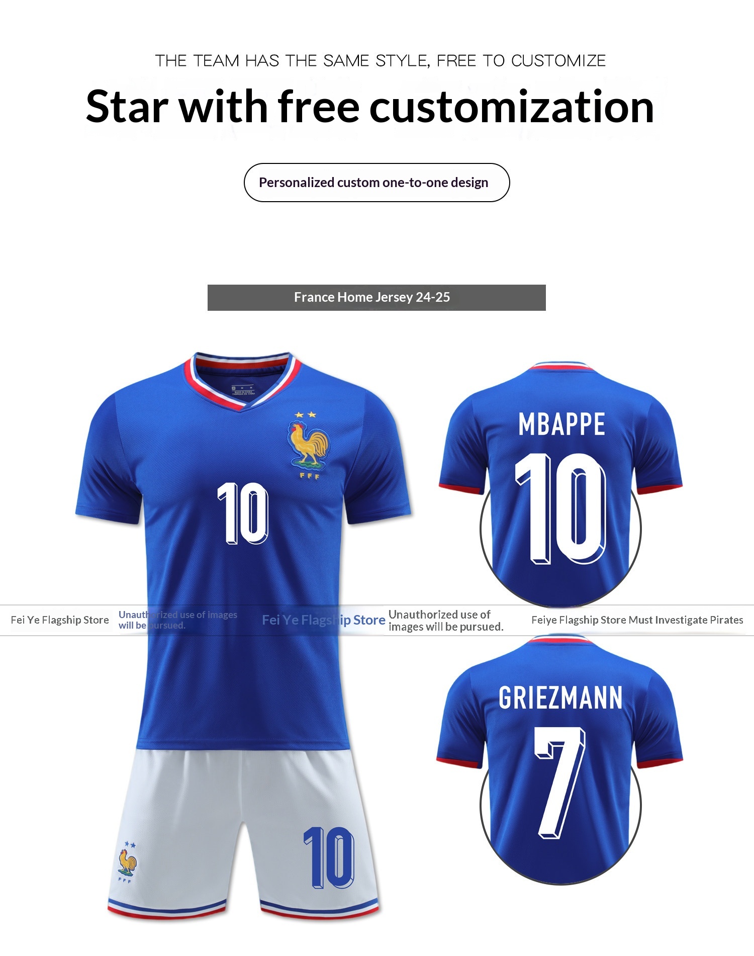 France National Team Jersey Kit - Mbappe Griezmann detail 7
