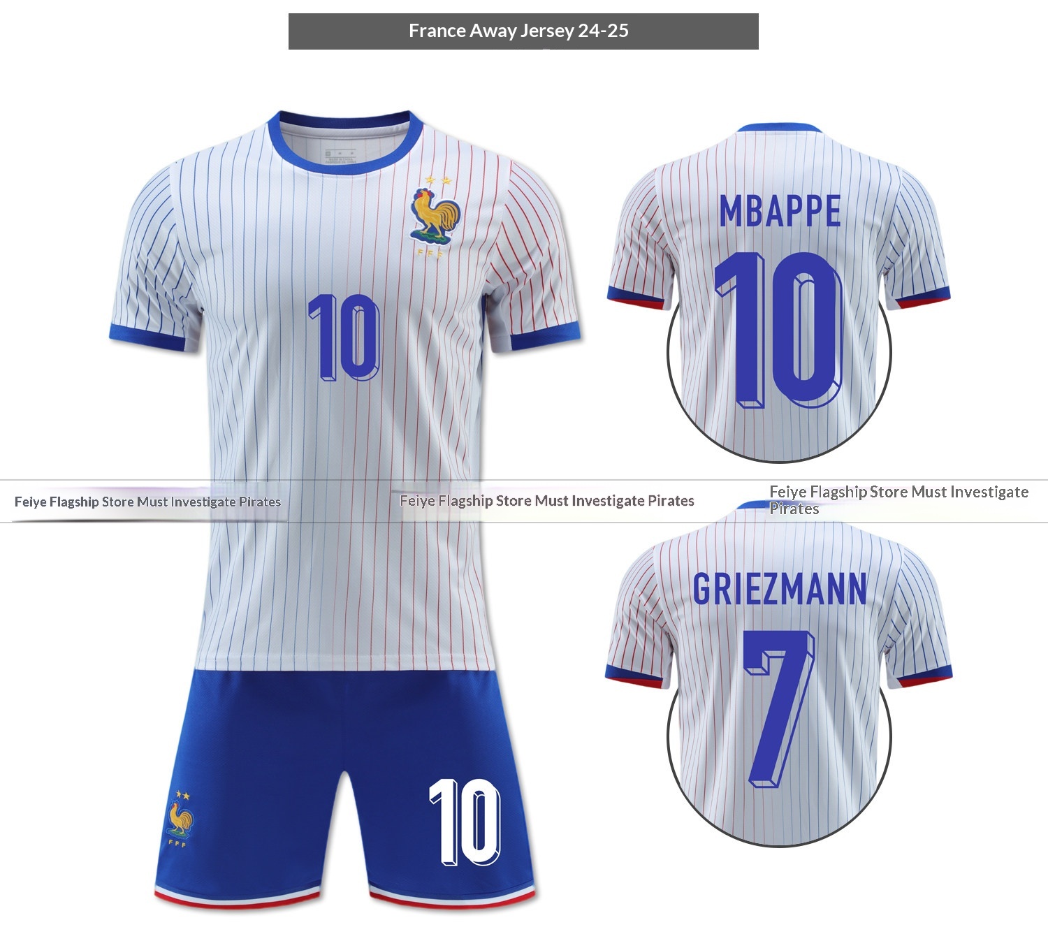 France National Team Jersey Kit - Mbappe Griezmann detail 8
