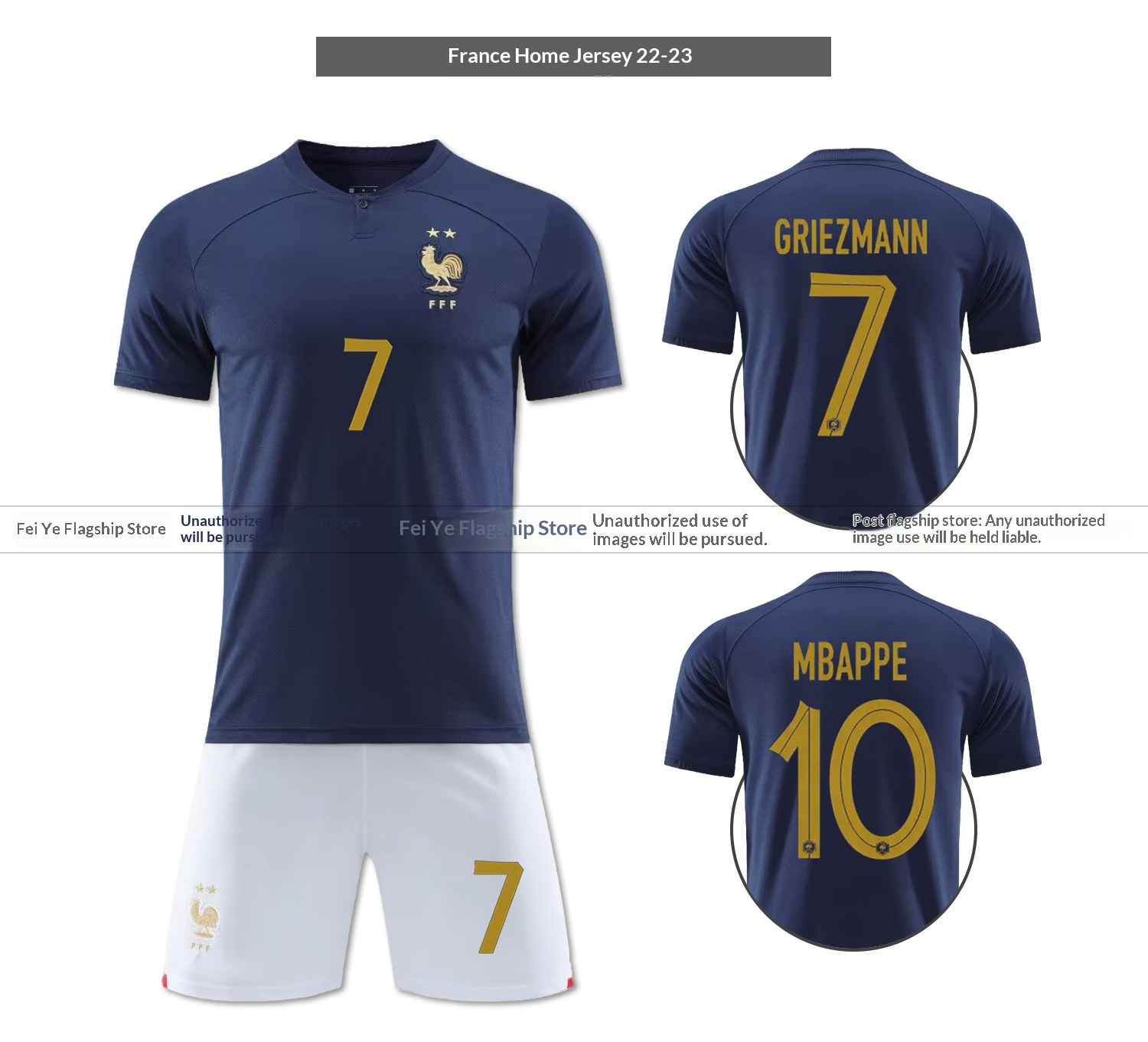 France National Team Jersey Kit - Mbappe Griezmann detail 9