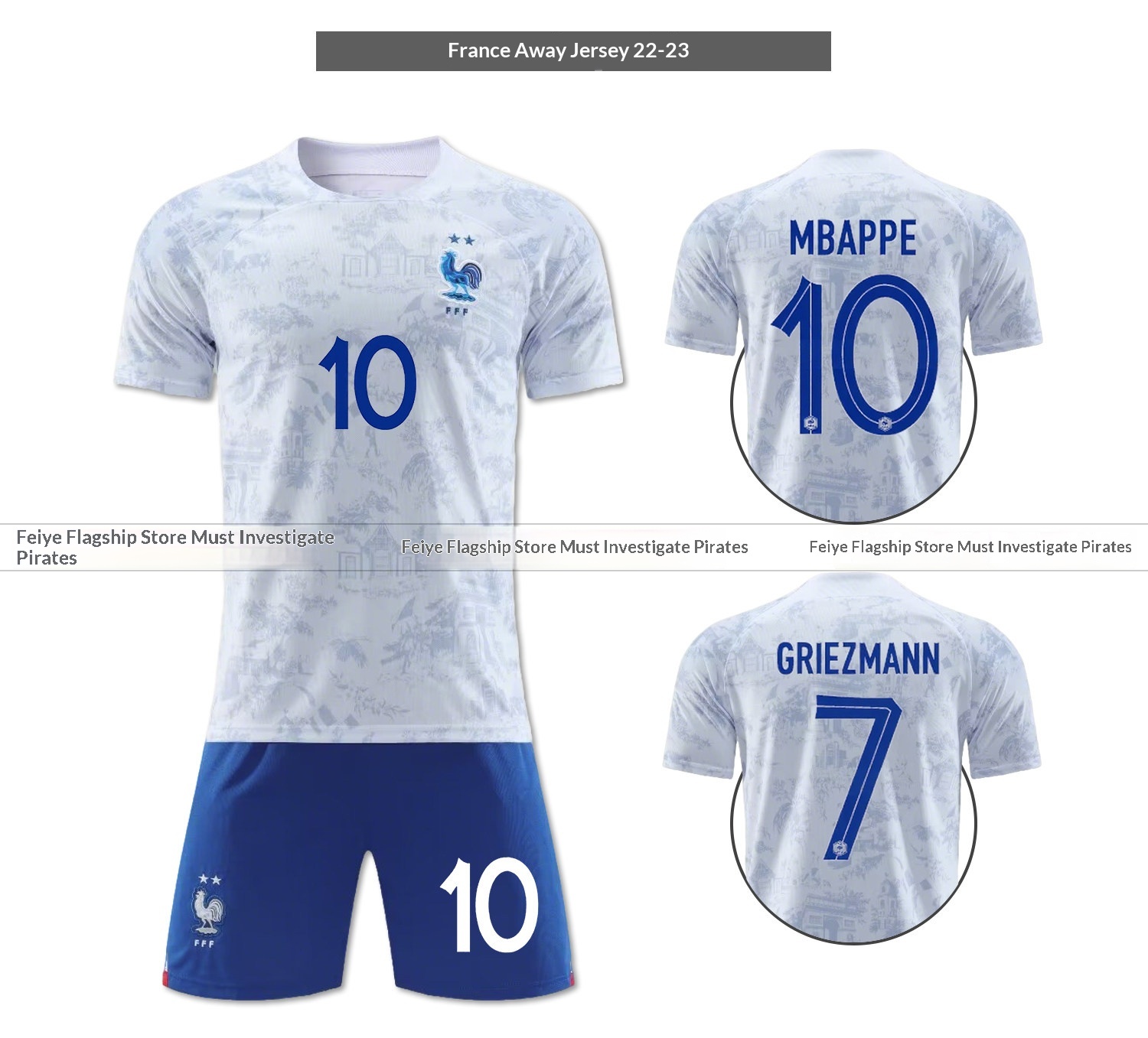 France National Team Jersey Kit - Mbappe Griezmann detail 10