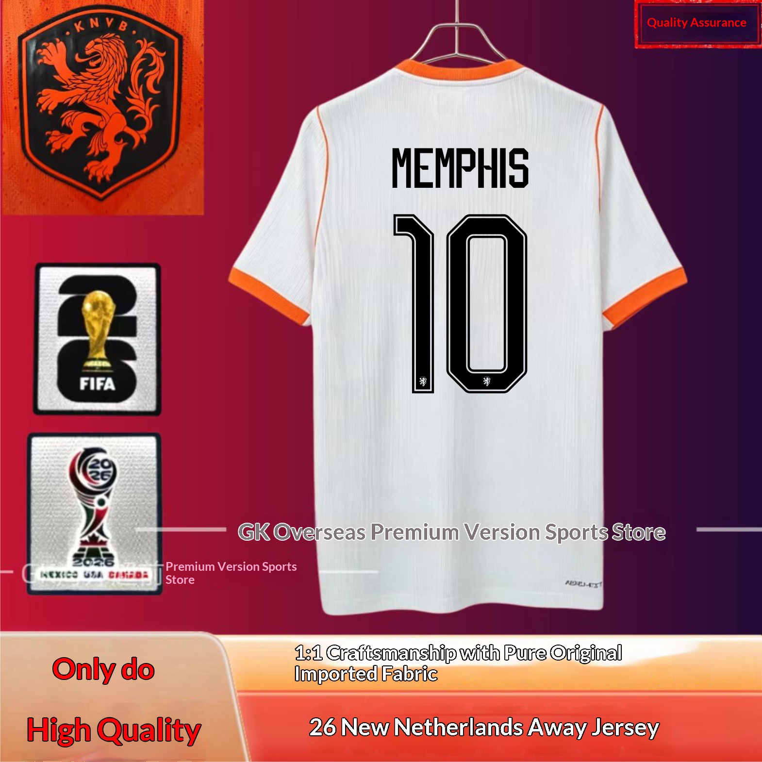 Netherlands National Team Home/Away Jersey #4 Van Dijk #21 De Jong Depay Player/Fan Version detail 5