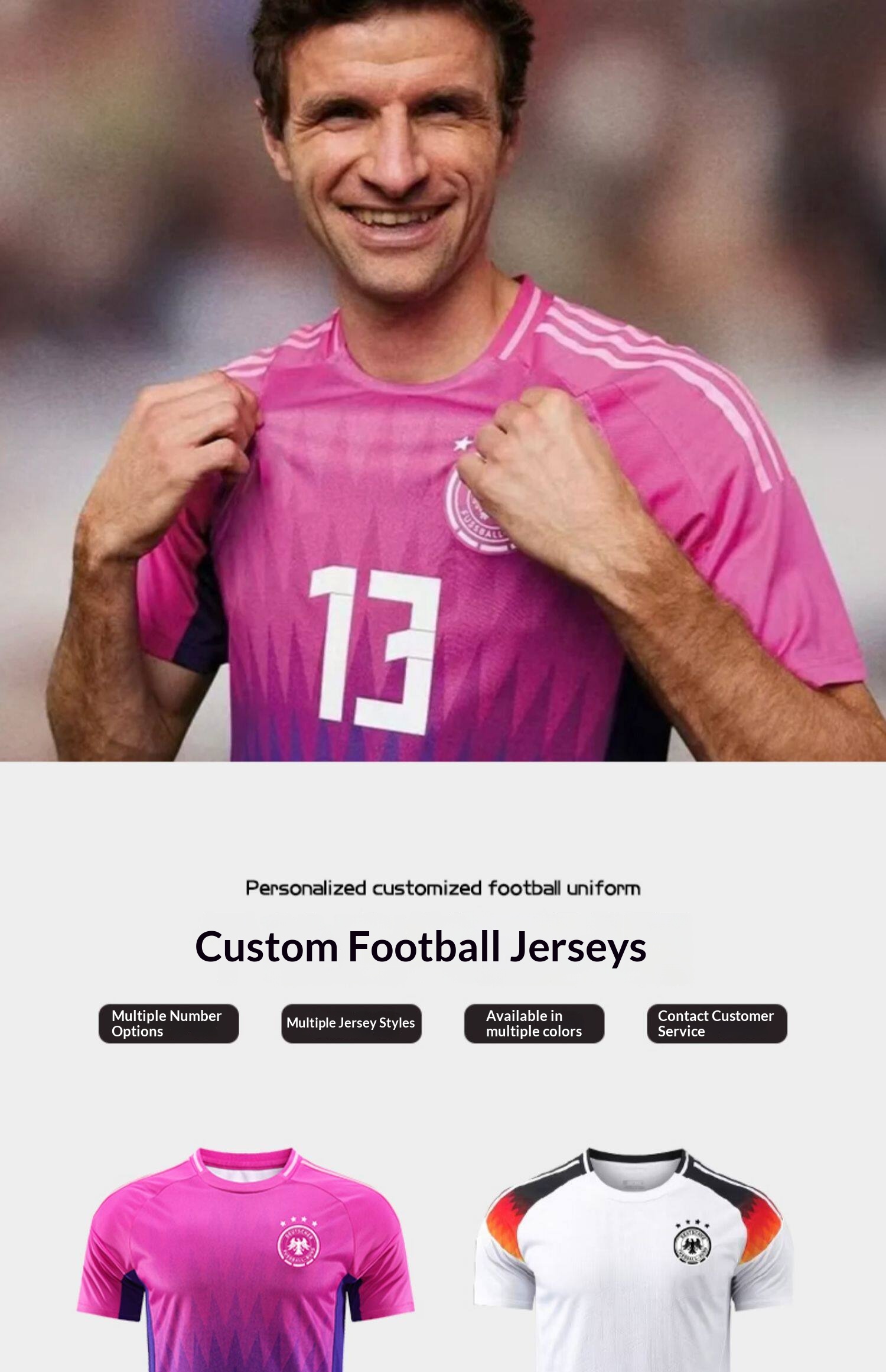 Germany National Team Customizable Home & Away Jersey Set - Men's Purple Training Kit detail 1