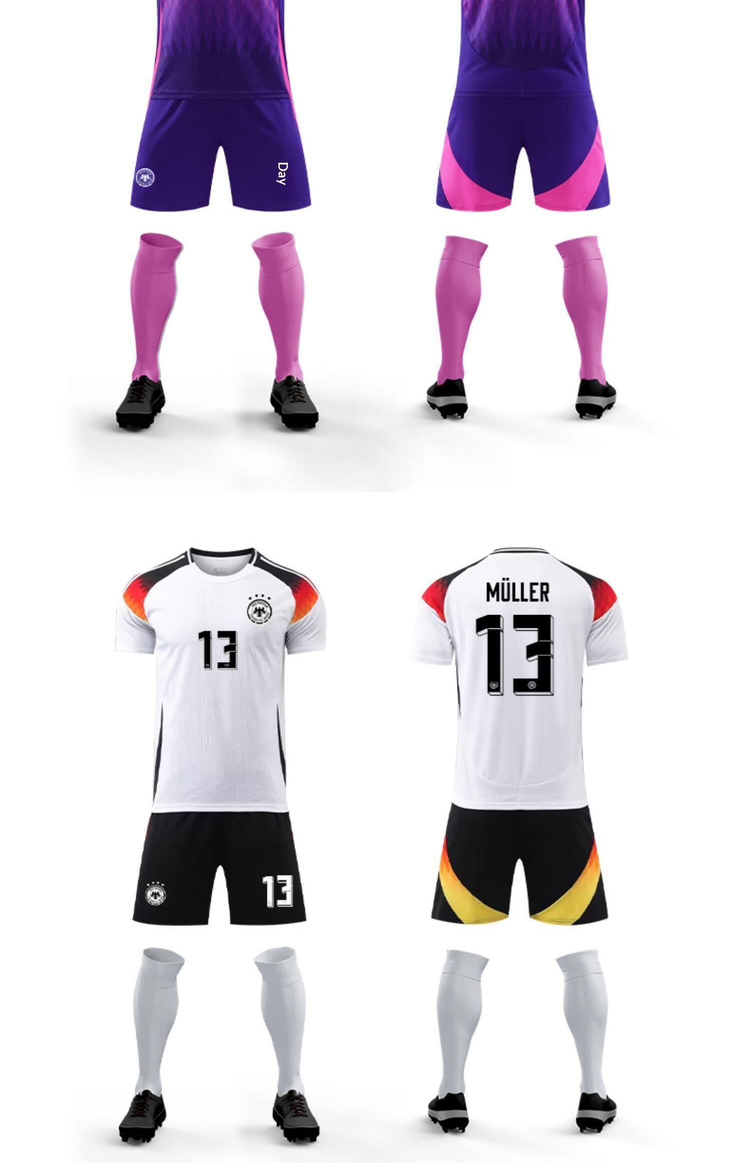 Germany National Team Customizable Home & Away Jersey Set - Men's Purple Training Kit detail 7