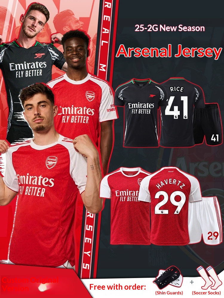 Arsenal Home/Away Jersey Kit - Rice, Odegaard Training Match Set - Youth Custom Football Uniform