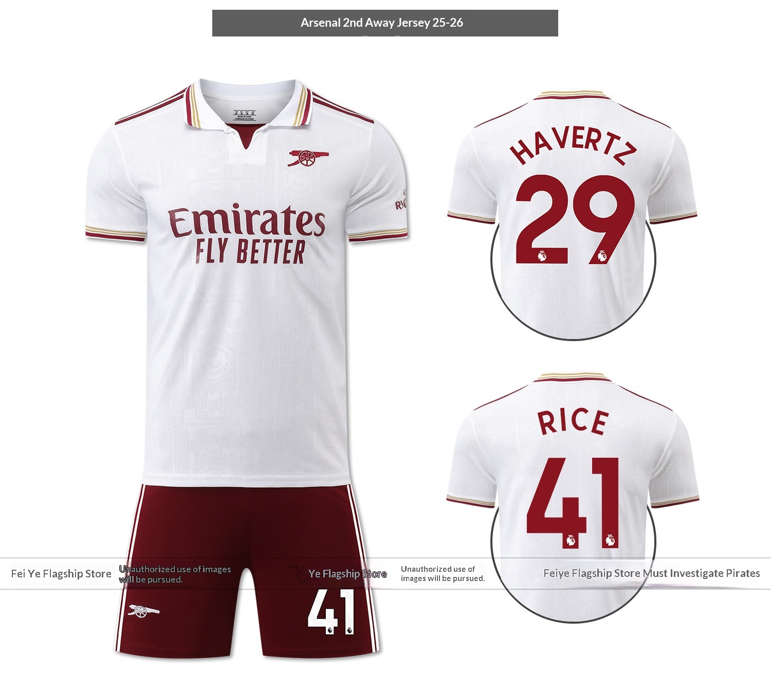 Arsenal Home/Away Jersey Kit - Rice, Odegaard Training Match Set - Youth Custom Football Uniform detail 8