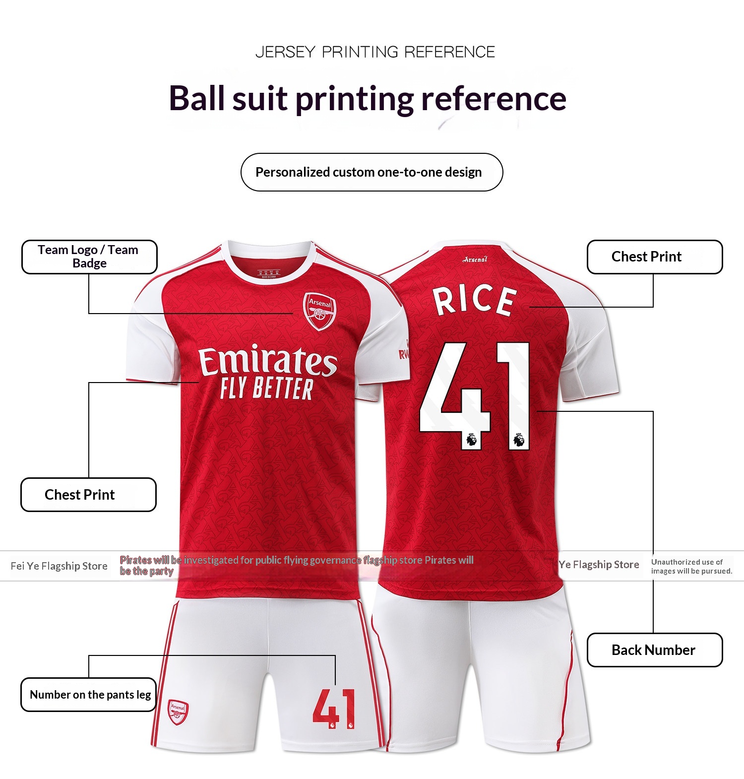 Arsenal Home/Away Jersey - Rice & Odegaard Training Kit - Kids Football Uniform Set detail 5