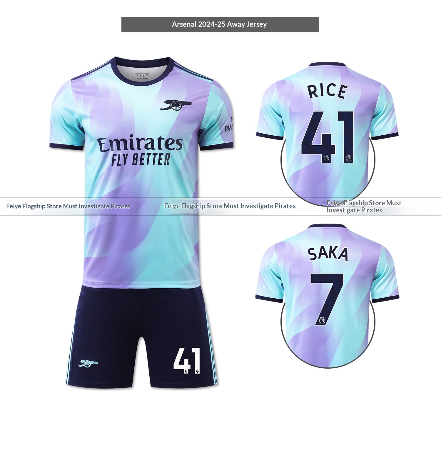 Arsenal Home/Away Jersey - Rice & Odegaard Training Kit - Kids Football Uniform Set detail 11