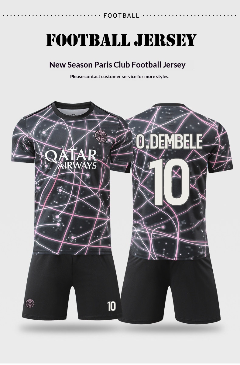 PSG 2025/26 Training Jersey Set - Black/Pink Youth Football Kit detail 1