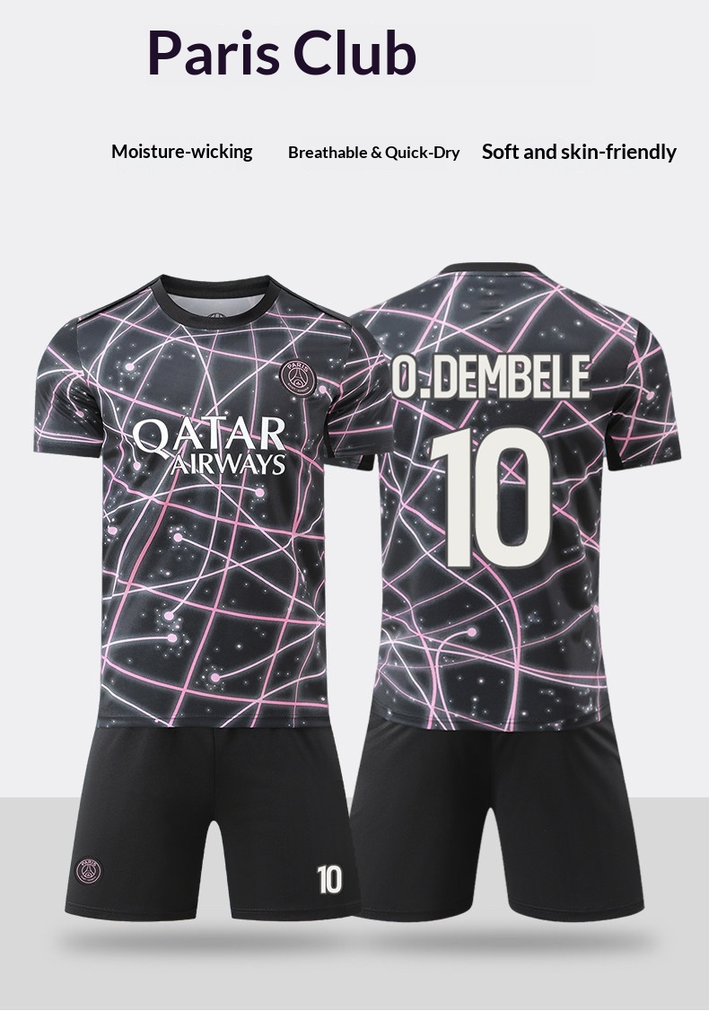 PSG 2025/26 Training Jersey Set - Black/Pink Youth Football Kit detail 5