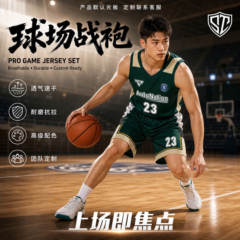 飚剑运动篮球服套装透气速干耐磨训练比赛球衣定制