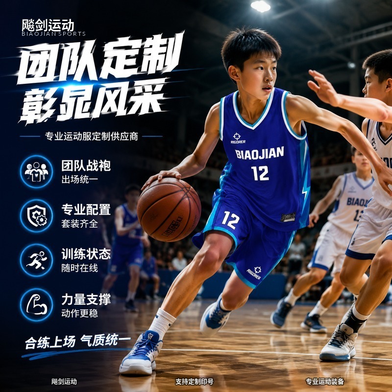 飚剑运动青少年篮球服套装团队定制比赛训练速干球衣