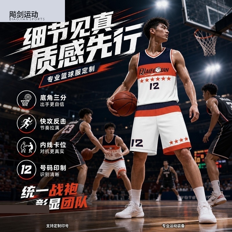 飚剑运动篮球服套装男速干比赛训练队服定制印号
