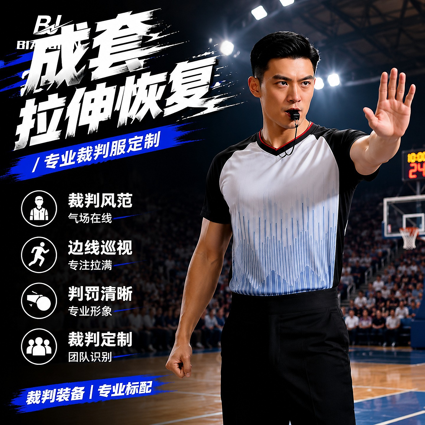 专业裁判服套装男篮球比赛裁判员教练村BA上衣排球足球裁判衣定制